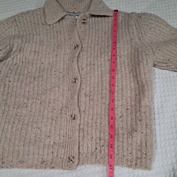 Rare Vintage Eddie Bauer 80s Oatmeal Wool Cardigan  NWT Made in UK  Size:M - Picture 4 of 15